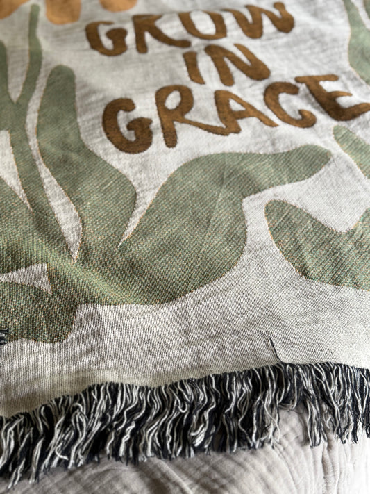 grow in grace woven blanket