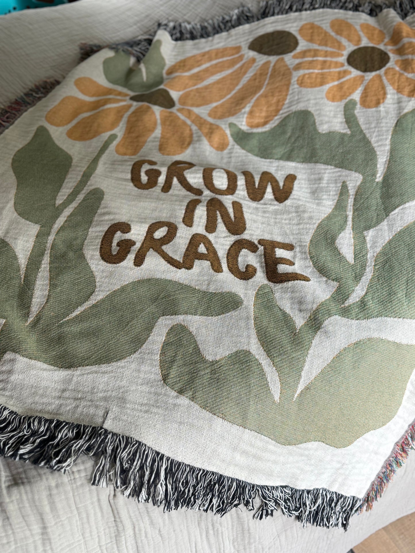 grow in grace woven blanket