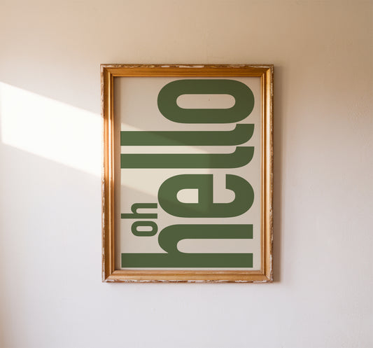 Oh Hello Print Modern Typography Poster