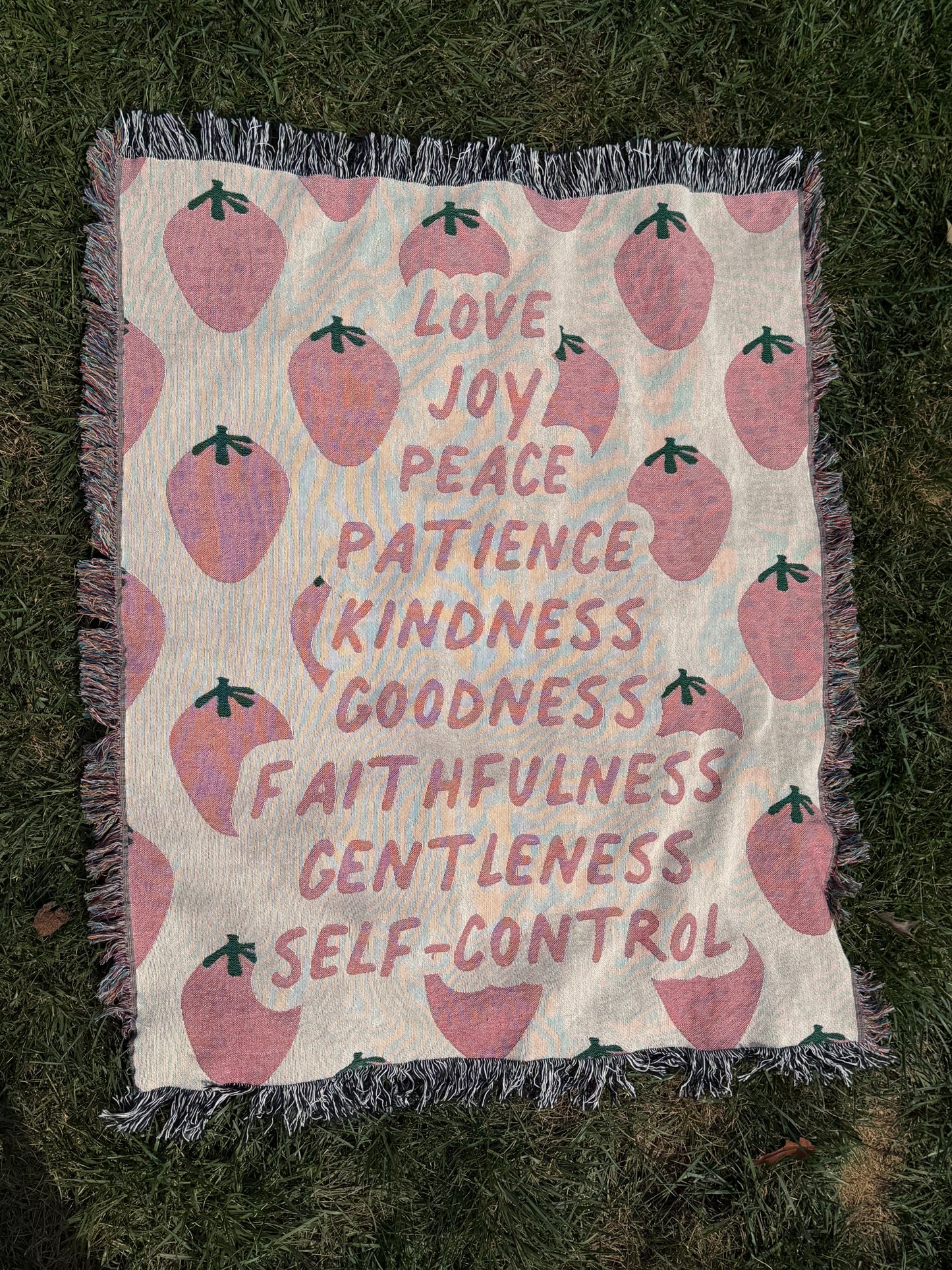 fruit of the spirit woven blanket