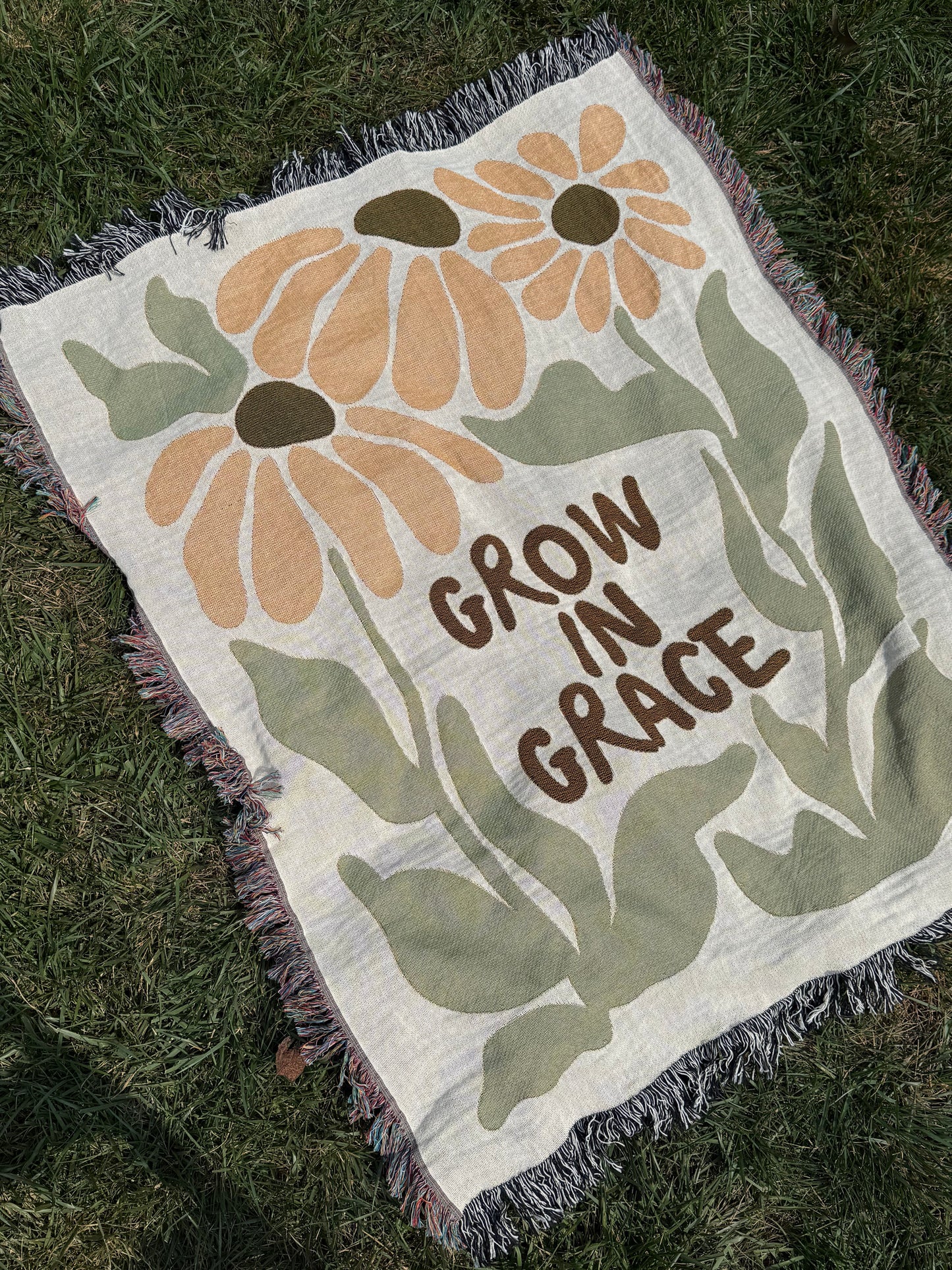 grow in grace woven blanket