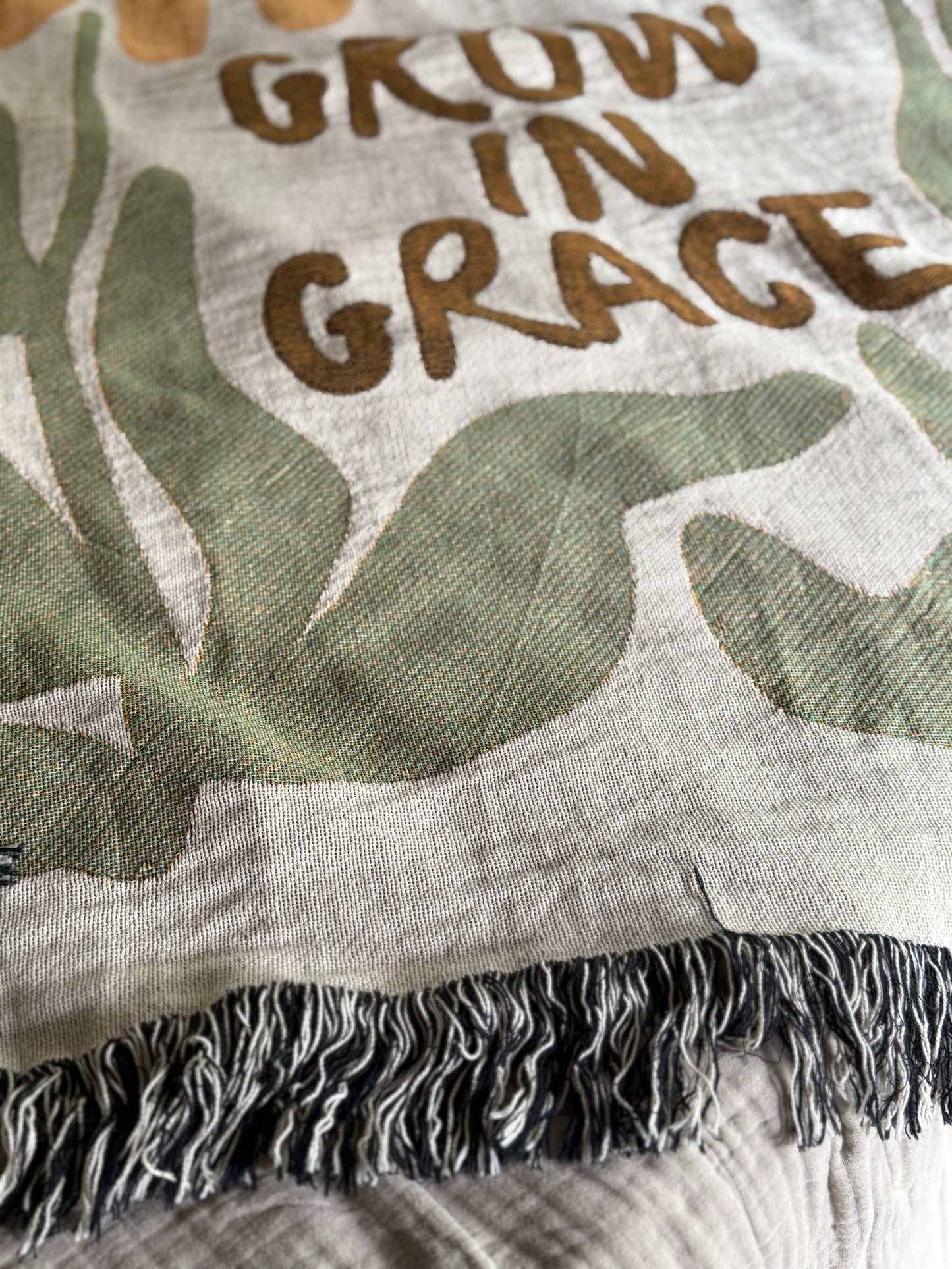 grow in grace woven blanket