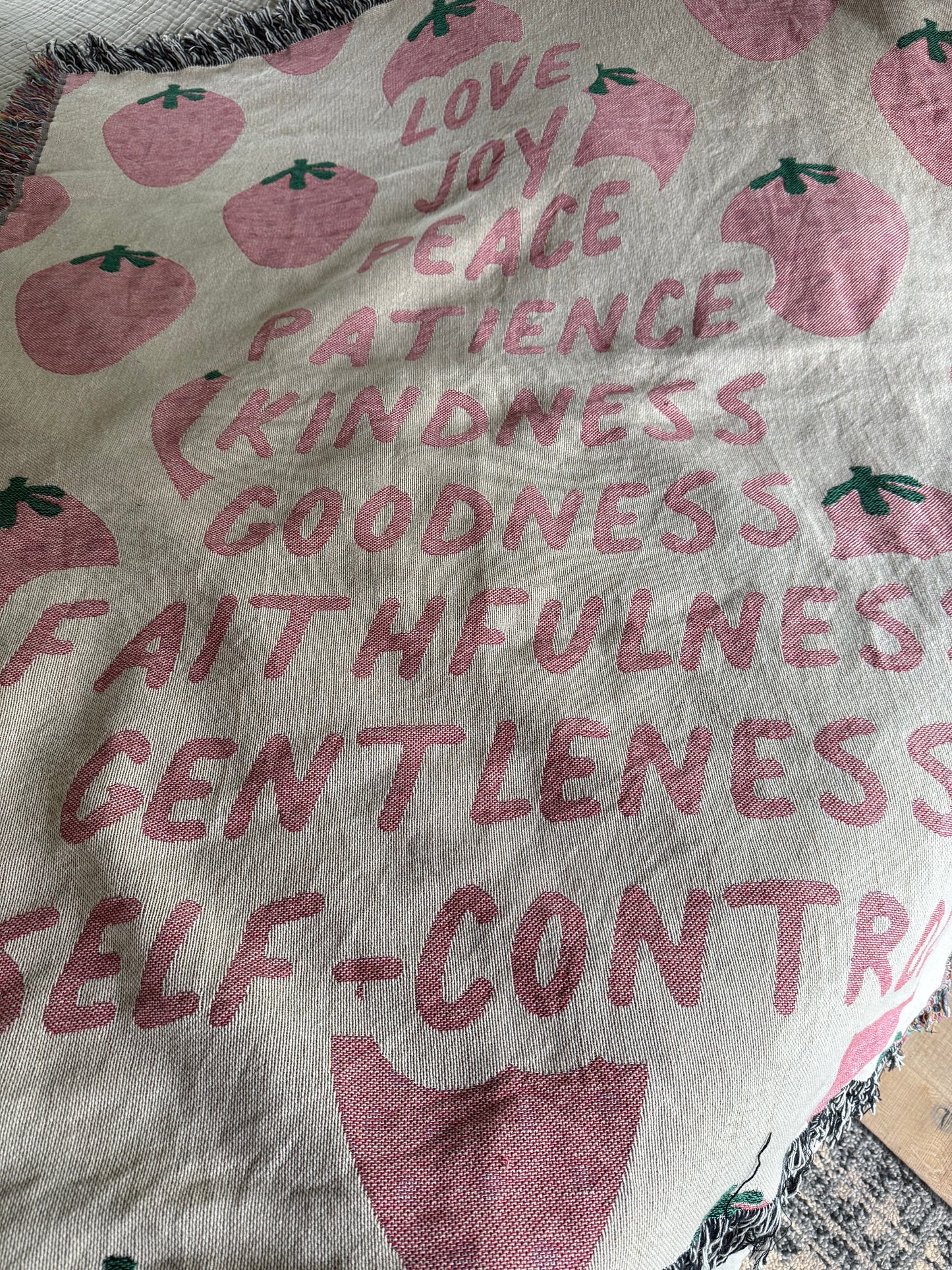 fruit of the spirit woven blanket